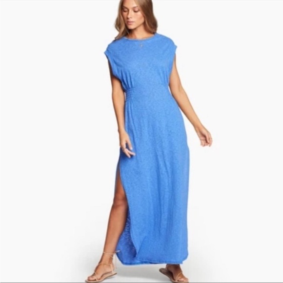 NWT Vitamin A Florence Eco Cotton Long Dress Swimsuit Cover Up in Blue S - Picture 1 of 13